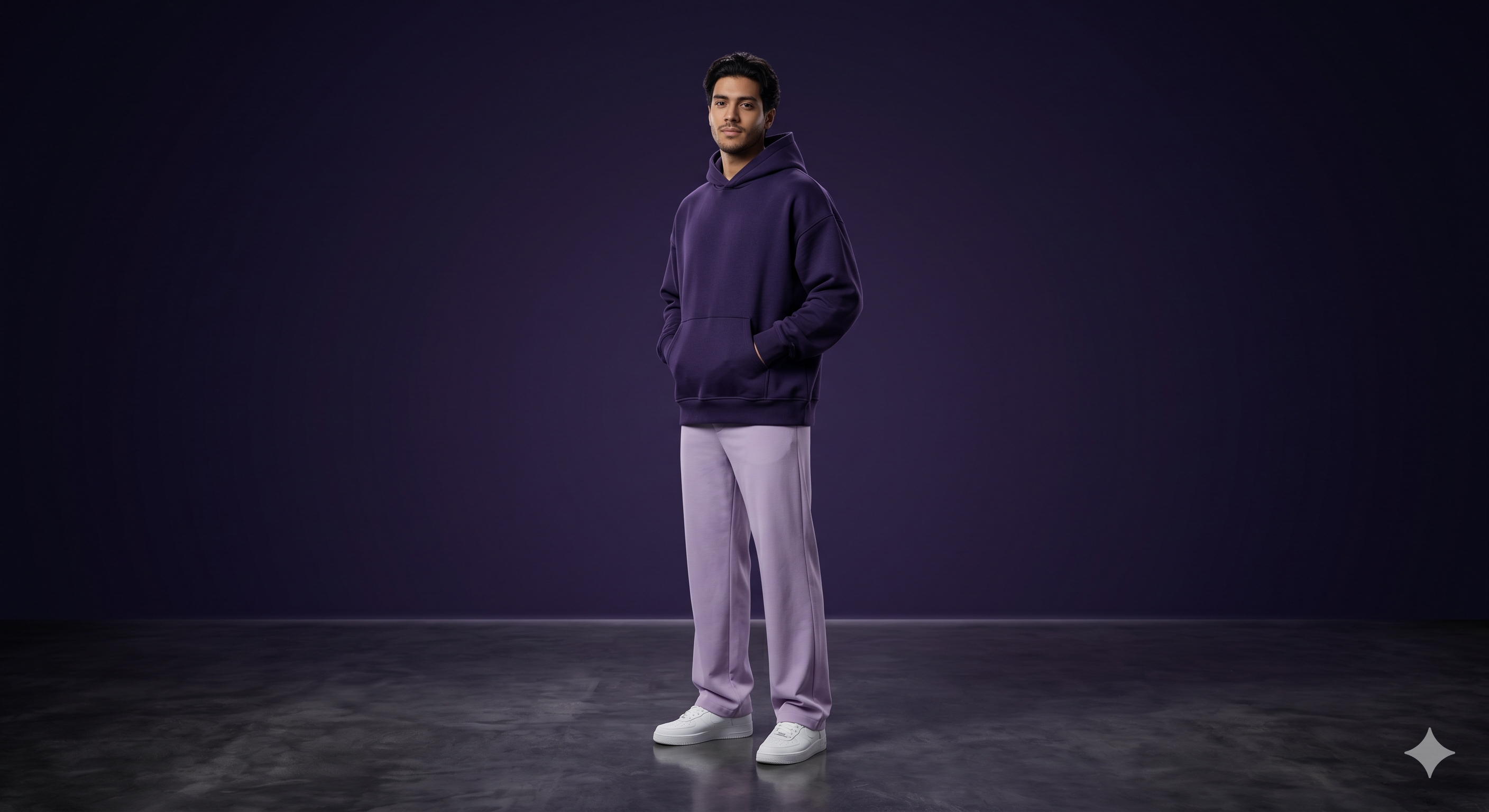 KAHET Hoodie — Model Shot — Deep Purple | Aevora