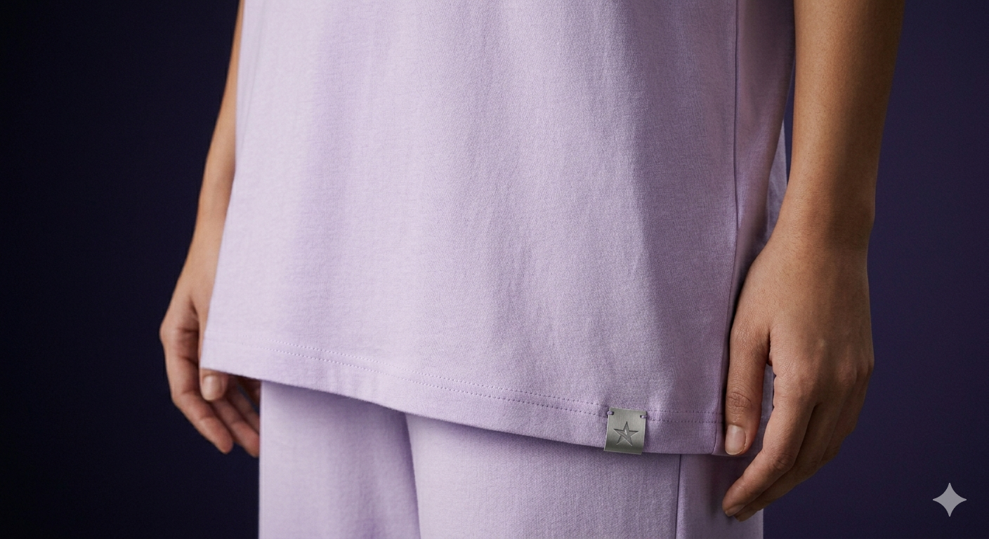 Wide Leg Sweat Pants — Model Shot — Soft Lilac | Aevora